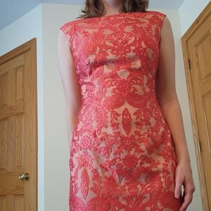 Vince Camuto Coral Lace Midi Dress